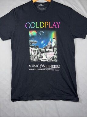 Coldplay Shirt Mens Medium Black Music Of The Spheres World Tour 2025 Tee